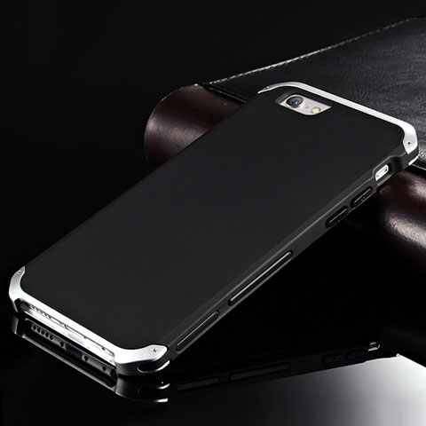 Funda Lujo Marco de Aluminio Carcasa para Apple iPhone 6S Plus Plata y Negro