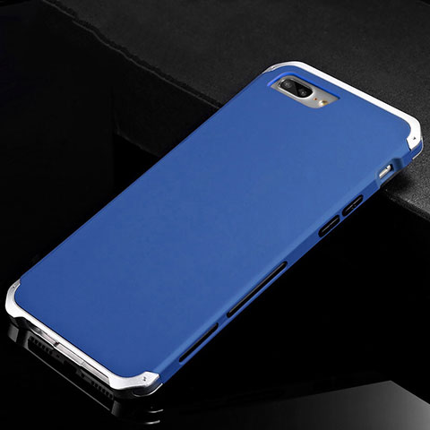 Funda Lujo Marco de Aluminio Carcasa para Apple iPhone 8 Plus Azul