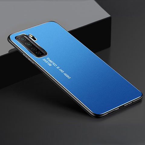 Funda Lujo Marco de Aluminio Carcasa para Huawei Nova 7 SE 5G Azul