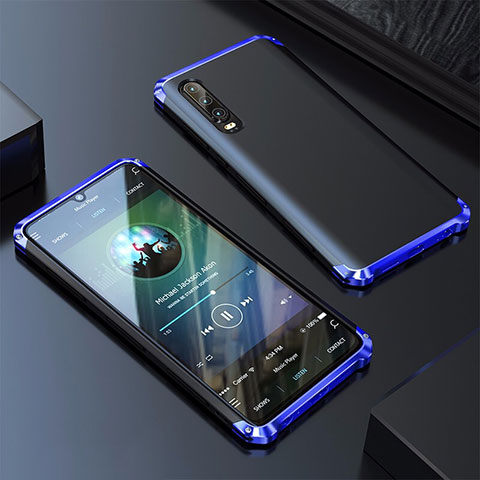 Funda Lujo Marco de Aluminio Carcasa para Huawei P30 Azul