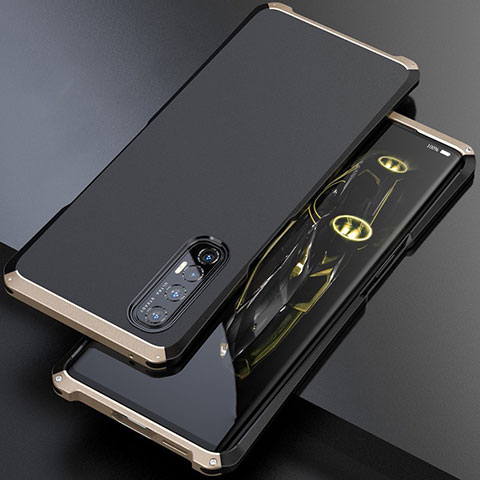 Funda Lujo Marco de Aluminio Carcasa para Oppo Find X2 Neo Oro