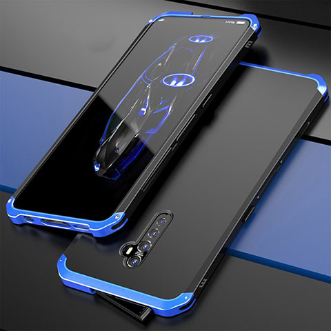 Funda Lujo Marco de Aluminio Carcasa para Oppo Reno2 Azul