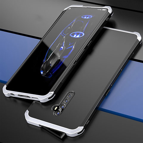 Funda Lujo Marco de Aluminio Carcasa para Oppo Reno2 Plata