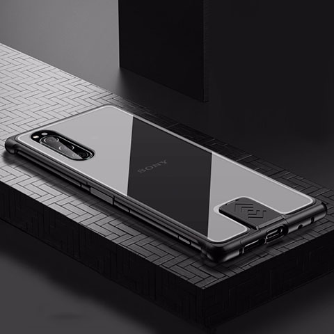 Funda Lujo Marco de Aluminio Carcasa para Sony Xperia 5 Negro