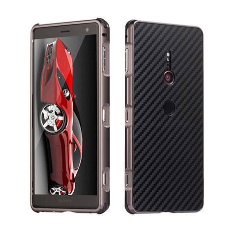 Funda Lujo Marco de Aluminio Carcasa para Sony Xperia XZ3 Negro