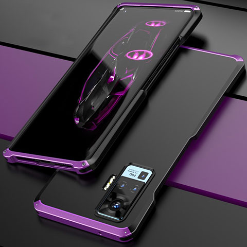 Funda Lujo Marco de Aluminio Carcasa para Vivo X50 Pro 5G Morado