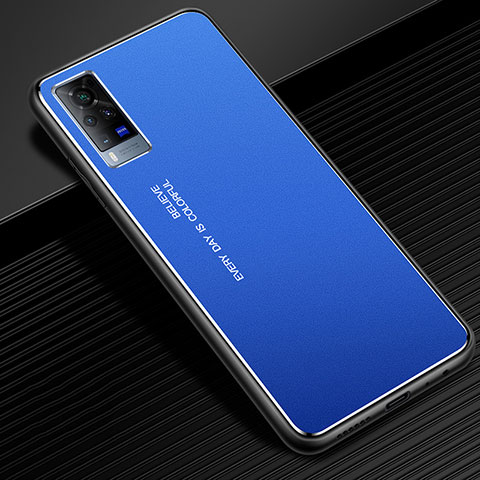 Funda Lujo Marco de Aluminio Carcasa para Vivo X60 Pro 5G Azul