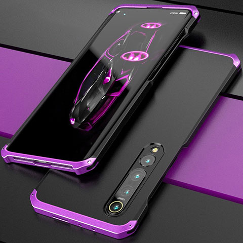 Funda Lujo Marco de Aluminio Carcasa para Xiaomi Mi 10 Pro Morado