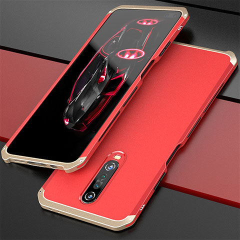Funda Lujo Marco de Aluminio Carcasa para Xiaomi Redmi K30 5G Oro y Rojo
