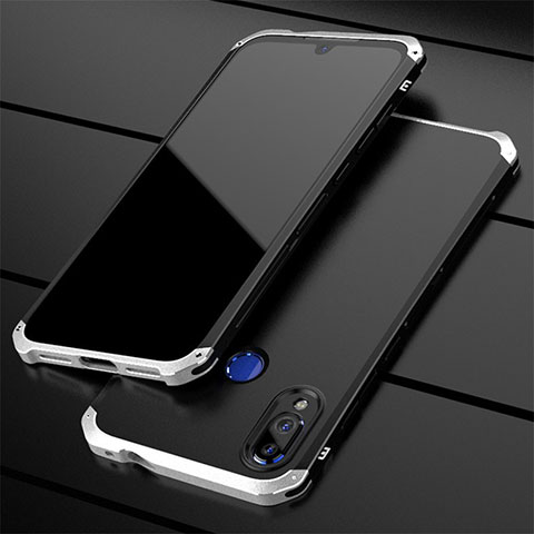 Funda Lujo Marco de Aluminio Carcasa para Xiaomi Redmi Note 7 Plata y Negro