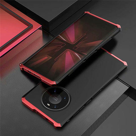 Funda Lujo Marco de Aluminio Carcasa T01 para Huawei Mate 40E Pro 4G Rojo y Negro