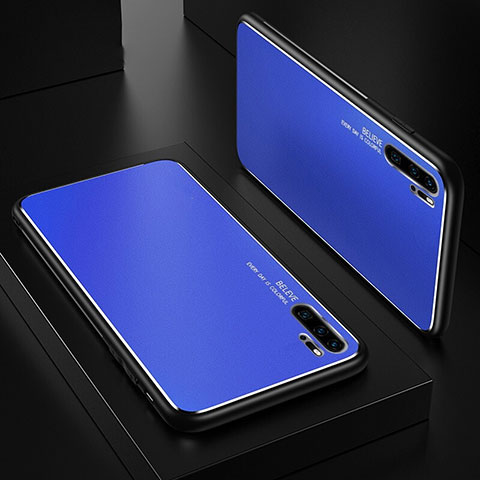 Funda Lujo Marco de Aluminio Carcasa T01 para Huawei P30 Pro Azul