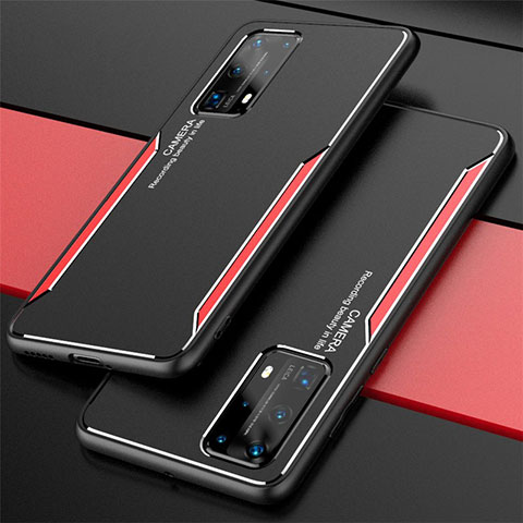 Funda Lujo Marco de Aluminio Carcasa T01 para Huawei P40 Pro+ Plus Rojo