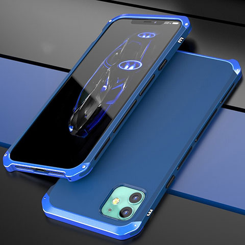 Funda Lujo Marco de Aluminio Carcasa T02 para Apple iPhone 11 Azul