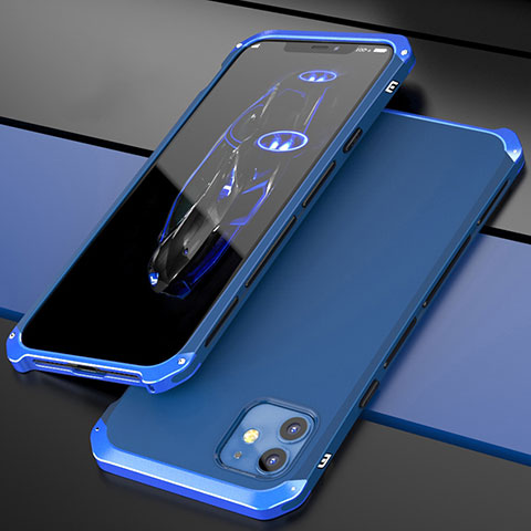 Funda Lujo Marco de Aluminio Carcasa T02 para Apple iPhone 12 Mini Azul