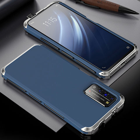 Funda Lujo Marco de Aluminio Carcasa T02 para Huawei Honor X10 5G Azul