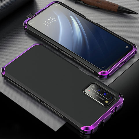 Funda Lujo Marco de Aluminio Carcasa T02 para Huawei Honor X10 5G Morado