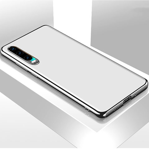 Funda Lujo Marco de Aluminio Carcasa T02 para Huawei P30 Blanco