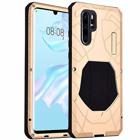 Funda Lujo Marco de Aluminio Carcasa T02 para Huawei P30 Pro Oro