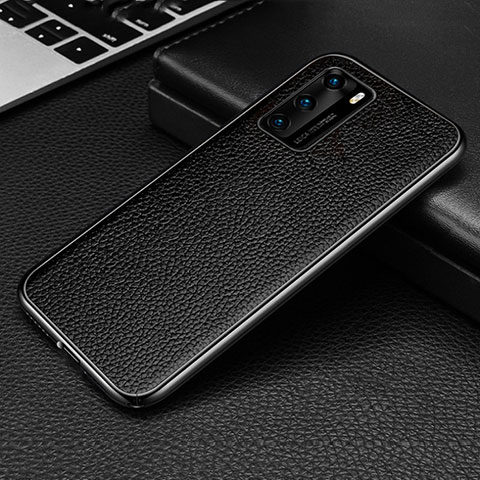 Funda Lujo Marco de Aluminio Carcasa T02 para Huawei P40 Negro