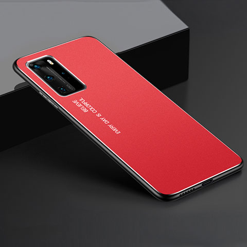 Funda Lujo Marco de Aluminio Carcasa T02 para Huawei P40 Pro Rojo