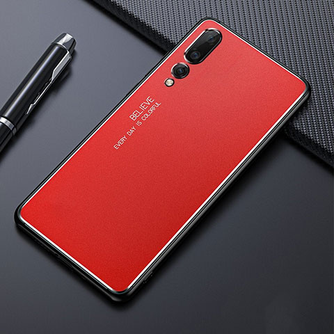 Funda Lujo Marco de Aluminio Carcasa T03 para Huawei P20 Pro Rojo