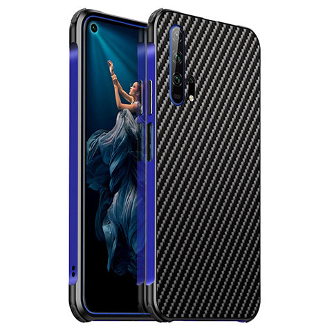 Funda Lujo Marco de Aluminio Carcasa T04 para Huawei Honor 20 Pro Azul