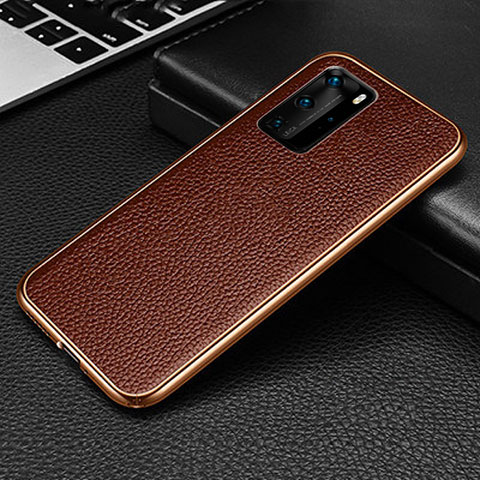 Funda Lujo Marco de Aluminio Carcasa T04 para Huawei P40 Pro Marron