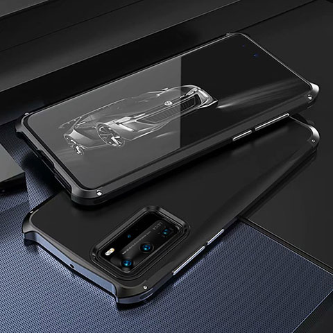 Funda Lujo Marco de Aluminio Carcasa T05 para Huawei P40 Pro Negro
