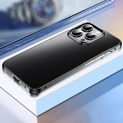 Funda Lujo Marco de Aluminio Carcasa TB1 para Apple iPhone 14 Pro Negro