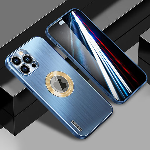 Funda Lujo Marco de Aluminio y Silicona Carcasa Bumper con Mag-Safe Magnetic JL1 para Apple iPhone 14 Pro Max Azul