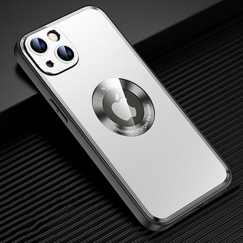 Funda Lujo Marco de Aluminio y Silicona Carcasa Bumper con Mag-Safe Magnetic JL2 para Apple iPhone 13 Plata