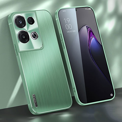 Funda Lujo Marco de Aluminio y Silicona Carcasa Bumper J01 para Oppo Reno8 Pro 5G Verde