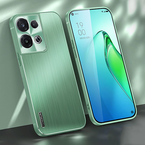 Funda Lujo Marco de Aluminio y Silicona Carcasa Bumper J01 para Oppo Reno9 5G Verde