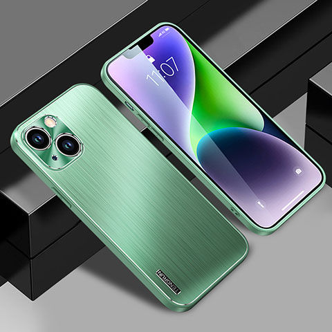 Funda Lujo Marco de Aluminio y Silicona Carcasa Bumper JL1 para Apple iPhone 14 Plus Verde