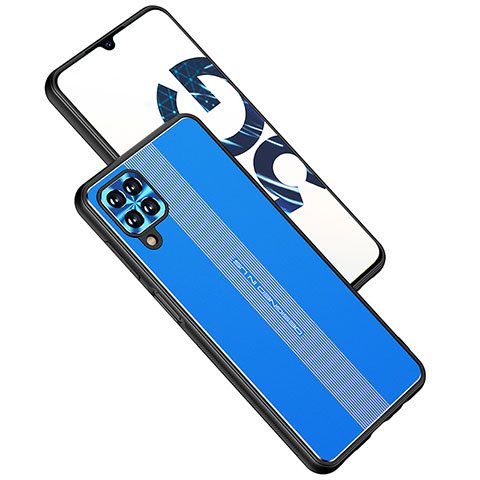 Funda Lujo Marco de Aluminio y Silicona Carcasa Bumper JL1 para Samsung Galaxy F12 Azul