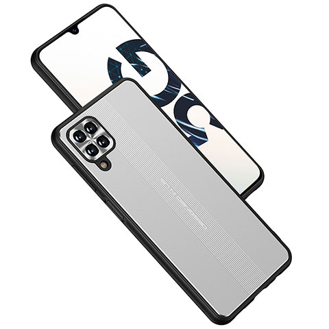 Funda Lujo Marco de Aluminio y Silicona Carcasa Bumper JL1 para Samsung Galaxy M12 Plata