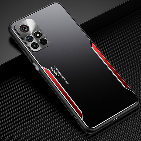 Funda Lujo Marco de Aluminio y Silicona Carcasa Bumper JL2 para Xiaomi Redmi Note 11T 5G Rojo