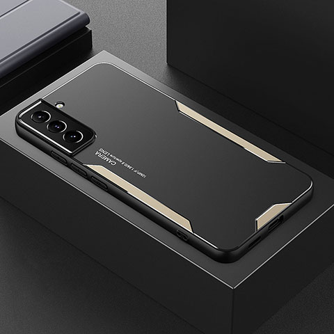 Funda Lujo Marco de Aluminio y Silicona Carcasa Bumper M01 para Samsung Galaxy S21 5G Oro