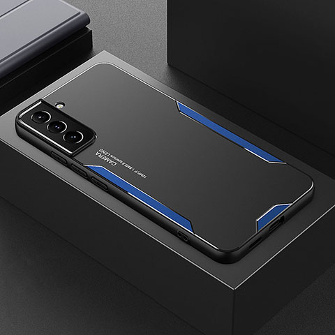 Funda Lujo Marco de Aluminio y Silicona Carcasa Bumper M01 para Samsung Galaxy S21 Plus 5G Azul