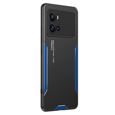 Funda Lujo Marco de Aluminio y Silicona Carcasa Bumper M01 para Vivo iQOO 9 Pro 5G Azul