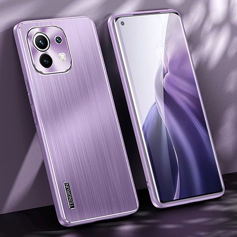 Funda Lujo Marco de Aluminio y Silicona Carcasa Bumper M01 para Xiaomi Mi 11 5G Morado