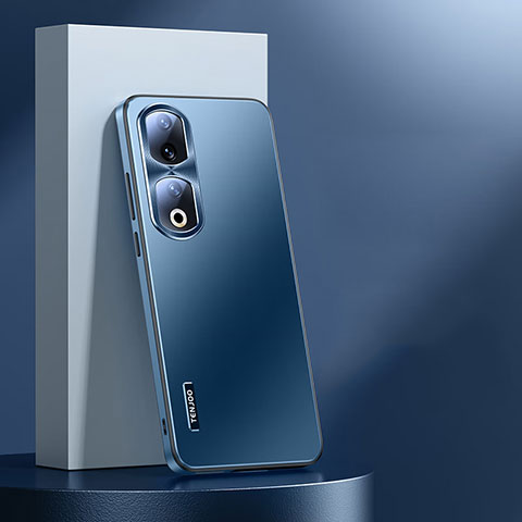 Funda Lujo Marco de Aluminio y Silicona Carcasa Bumper para Huawei Honor 90 Pro 5G Azul