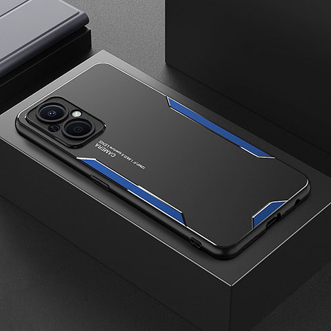 Funda Lujo Marco de Aluminio y Silicona Carcasa Bumper para OnePlus Nord N20 5G Azul