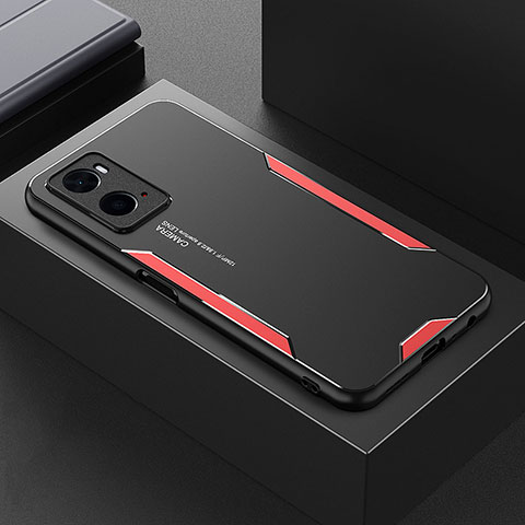 Funda Lujo Marco de Aluminio y Silicona Carcasa Bumper para Oppo A76 Rojo