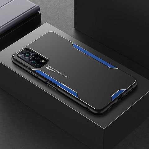 Funda Lujo Marco de Aluminio y Silicona Carcasa Bumper para Xiaomi Mi 10T 5G Azul