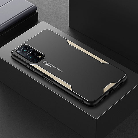 Funda Lujo Marco de Aluminio y Silicona Carcasa Bumper para Xiaomi Mi 10T 5G Oro