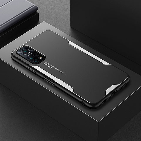 Funda Lujo Marco de Aluminio y Silicona Carcasa Bumper para Xiaomi Mi 10T 5G Plata