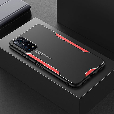 Funda Lujo Marco de Aluminio y Silicona Carcasa Bumper para Xiaomi Mi 10T Pro 5G Rojo