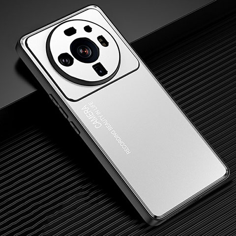 Funda Lujo Marco de Aluminio y Silicona Carcasa Bumper para Xiaomi Mi 12 Ultra 5G Plata